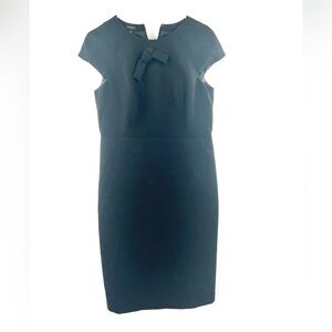 Talbots black short sleeve wool blend dress with bow 8